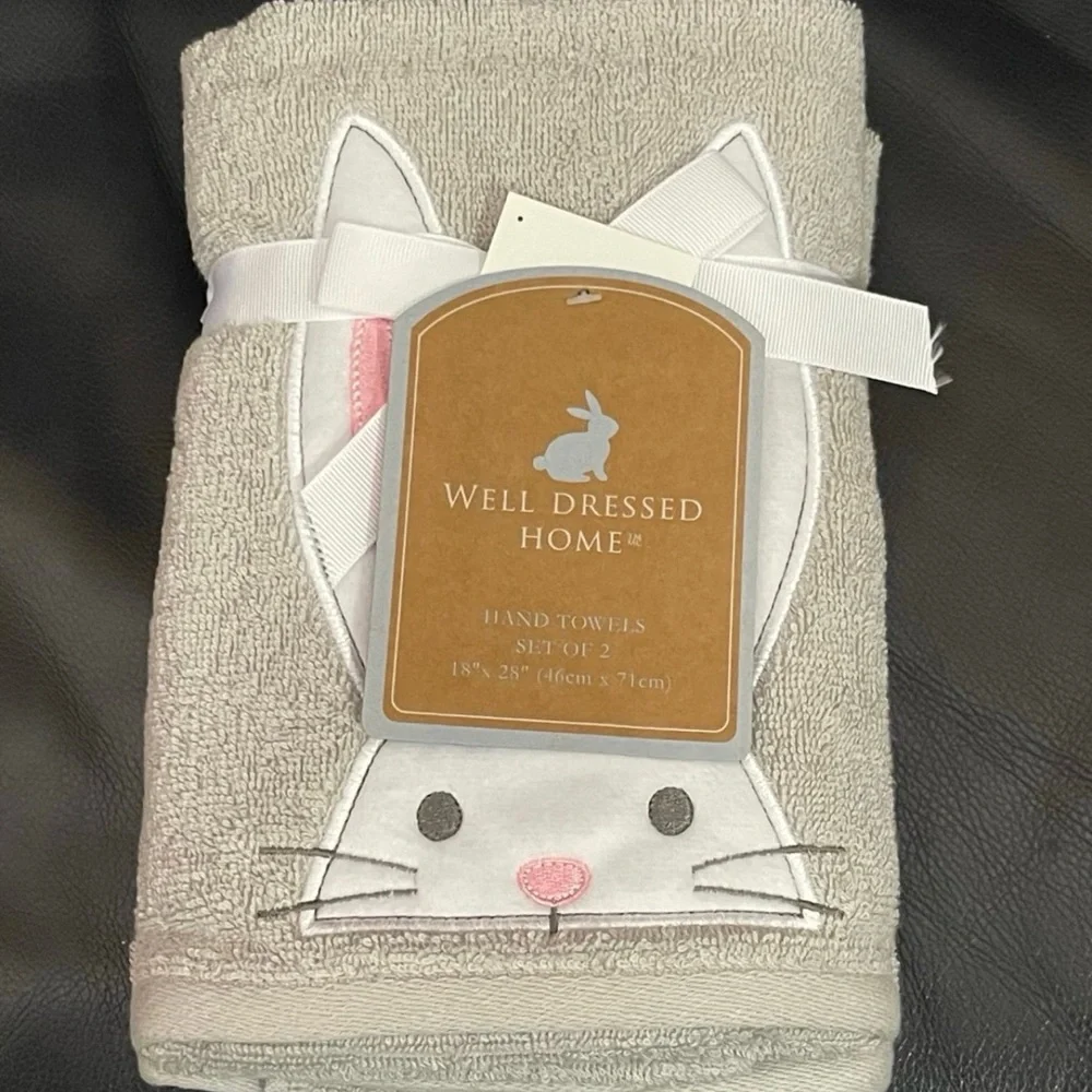 Gray Bunny Hand Towels